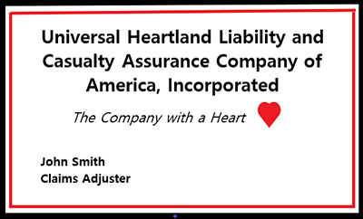 John Smith's business card